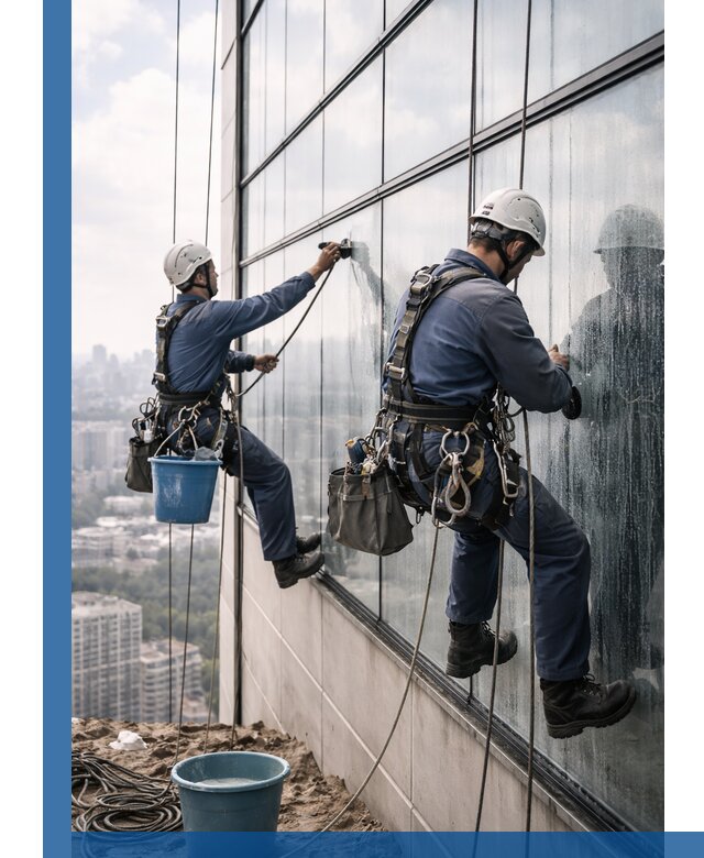 Профессиональная мойка фасадных окон альпинистами в Глазове