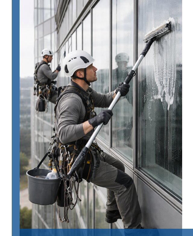 Высотная мойка сплошного остекления с выездом в Глазове