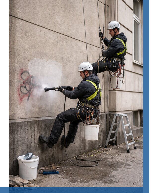 Удаление граффити с фасада в Глазове от 4591 р. | ВЫСОТНИК-Глз