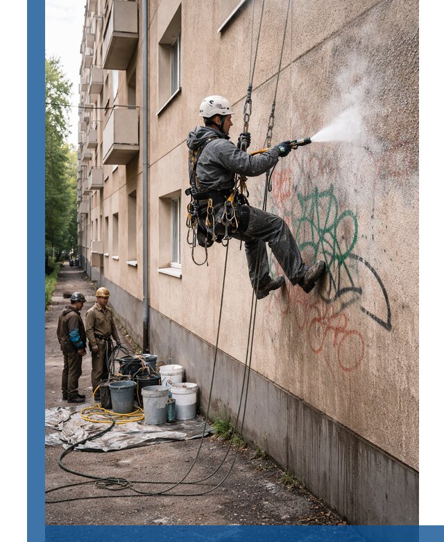 Удаление граффити с фасада в Глазове без следов и повреждений