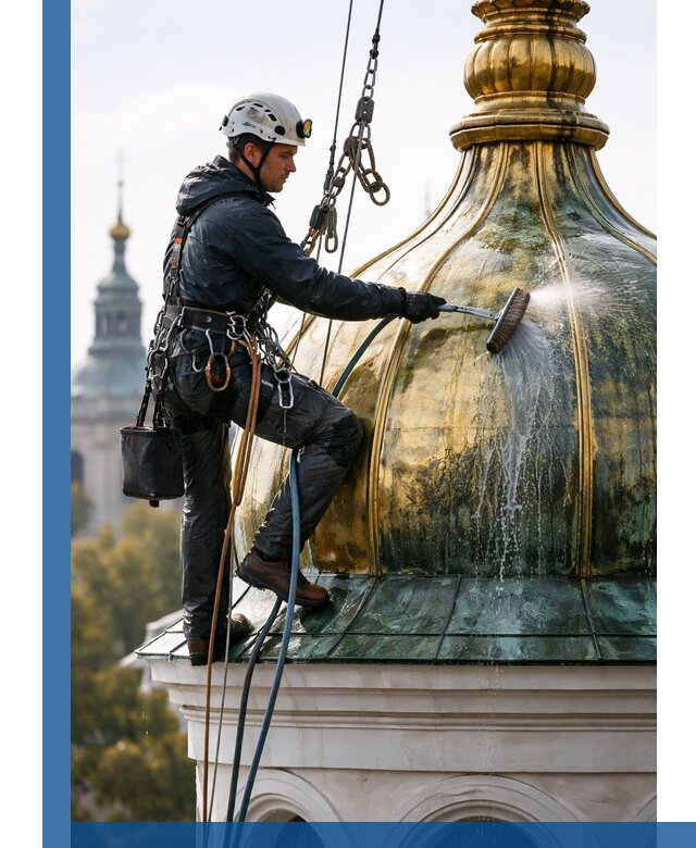 Профессиональная мойка куполов и шпилей высотными альпинистами в Глазове