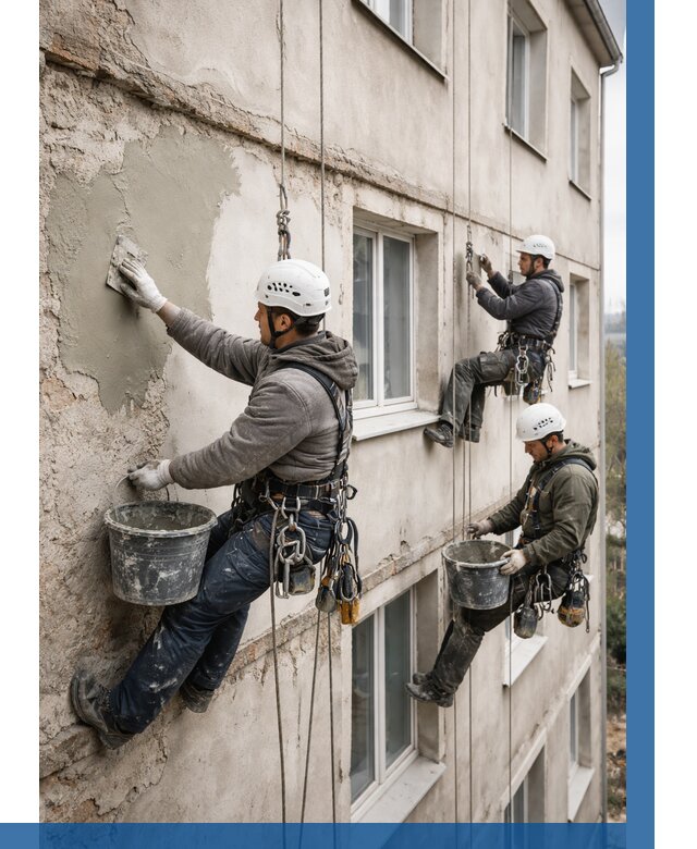 Ремонт штукатурного фасада в Глазове от 765 р. под ключ | ВЫСОТНИК-Глз