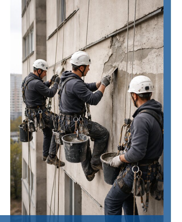 Ремонт бетонных элементов фасада в Глазове от 2551 р. | ВЫСОТНИК-Глз