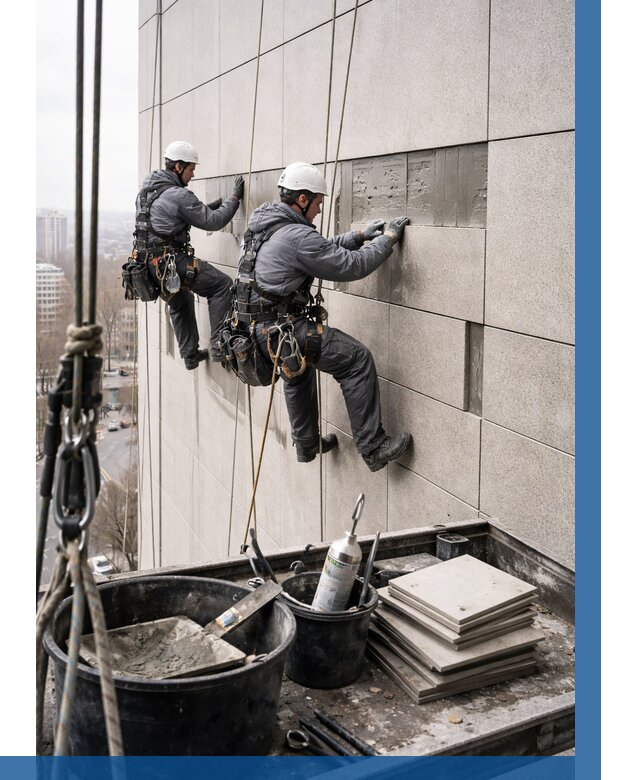 Ремонт фасада из керамогранита в Глазове от 2551 р. | ВЫСОТНИК-Глз