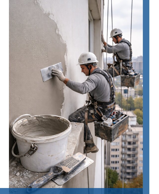 Шпаклевка фасада на высоте в Глазове от 714 р. | ВЫСОТНИК-Глз