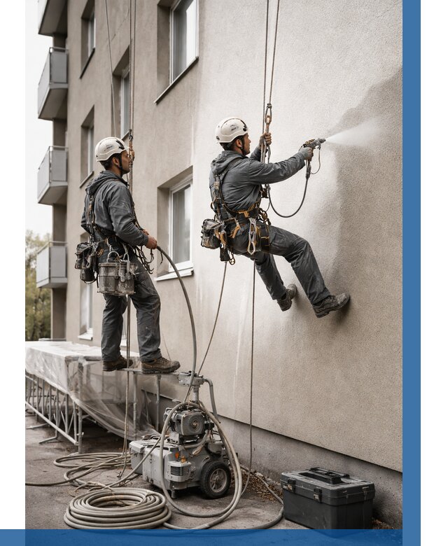 Безвоздушная покраска фасада в Глазове от 224 р/м² | ВЫСОТНИК-Глз