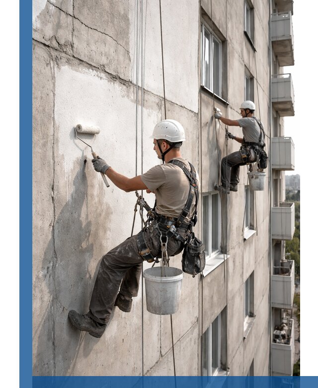 Покраска бетонного фасада в Глазове для жилых и промышленных объектов