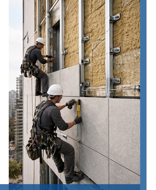 Монтаж вентилируемого фасада в Глазове от 3571 р. | ВЫСОТНИК-Глз