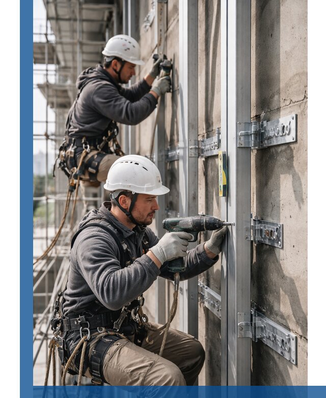 Монтаж и крепление подсистемы вентфасада в Глазове