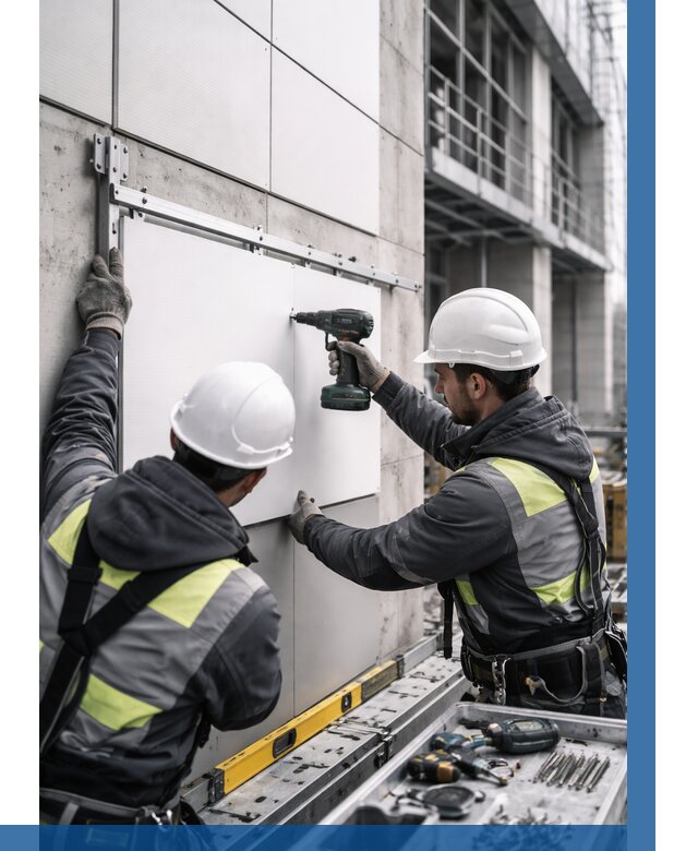 Монтаж композитных панелей фасада в Глазове от 2551 р. | ВЫСОТНИК-Глз