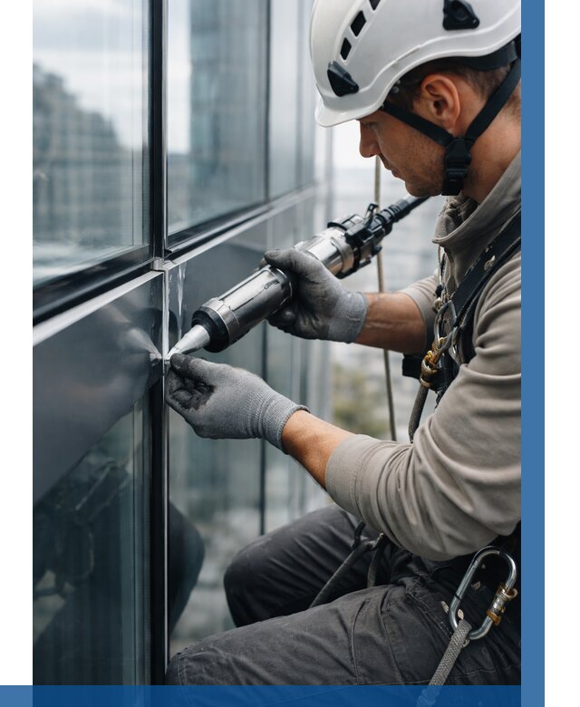 Герметизация стыков витража в Глазове от 1224 р. | ВЫСОТНИК-Глз