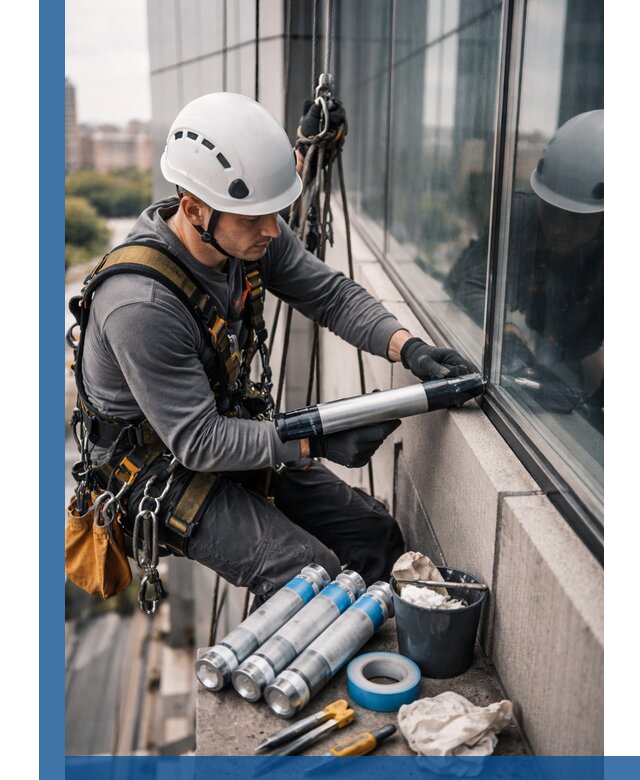 Герметизация стыков витража в Глазове для герметичных фасадов