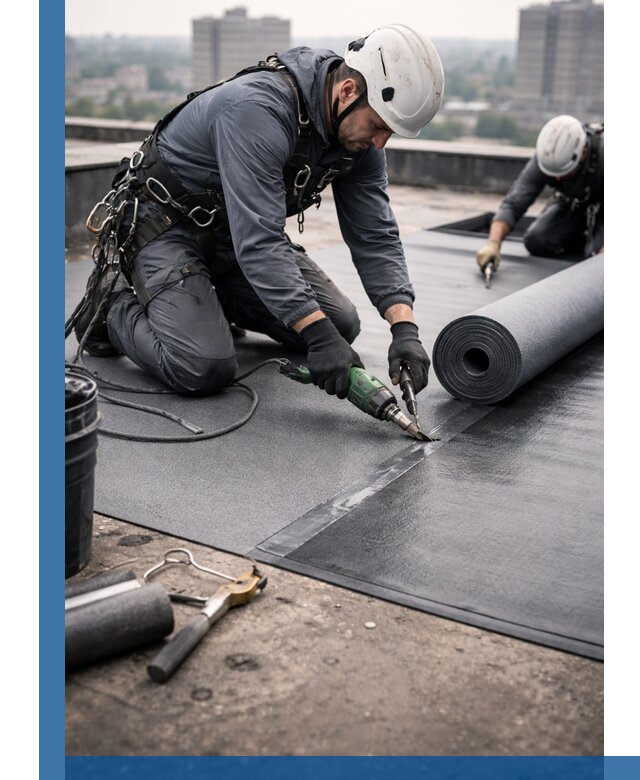 Ремонт мягкой кровли в Глазове с выездом промальпинистов