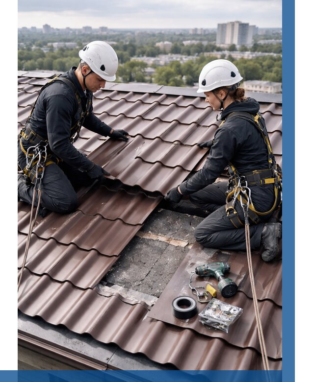 Ремонт металлочерепицы на крыше в Глазове от 918 р. | ВЫСОТНИК-Глз