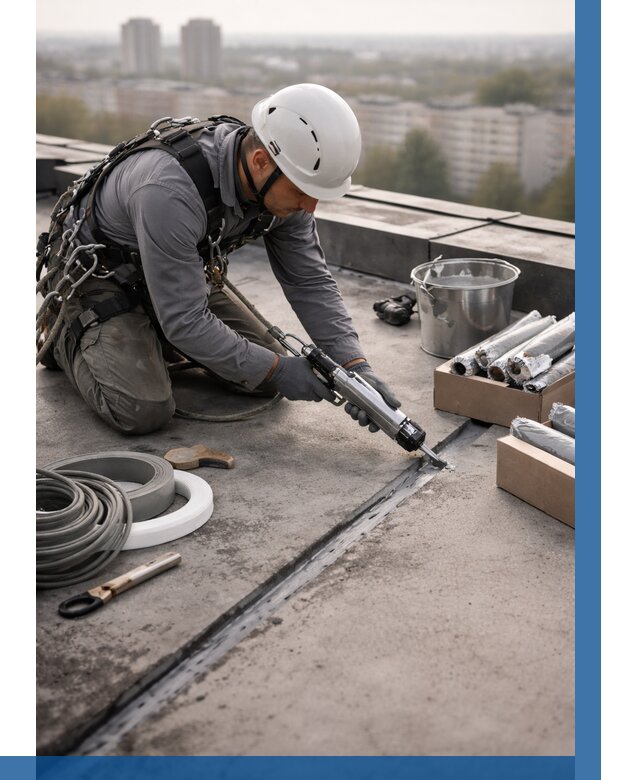 Герметизация швов кровли в Глазове от 459 р./м2 | ВЫСОТНИК-Глз