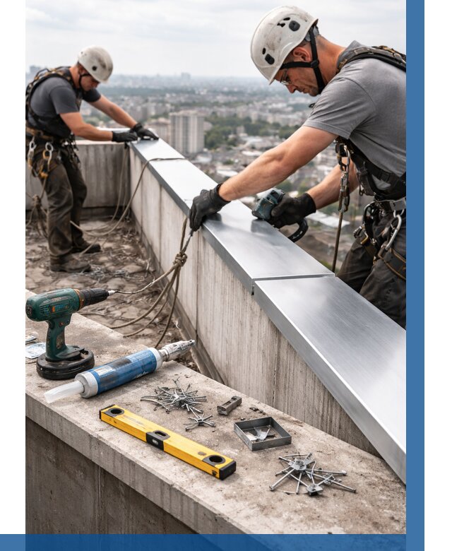 Монтаж парапетных крышек в Глазове от 816 р. | ВЫСОТНИК-Глз