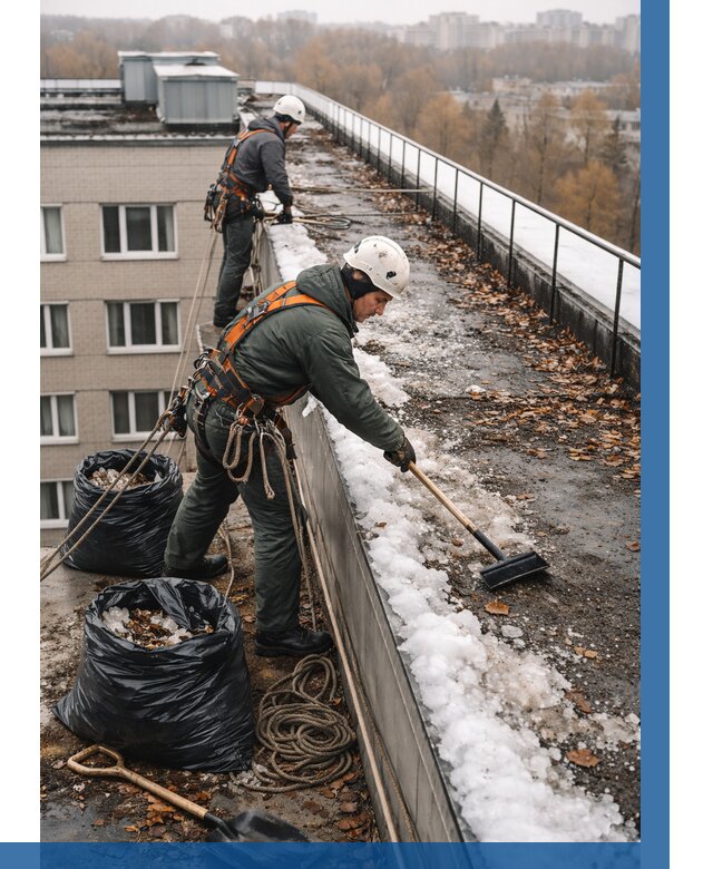 Очистка кровли по периметру в Глазове от 561 р. | ВЫСОТНИК-Глз