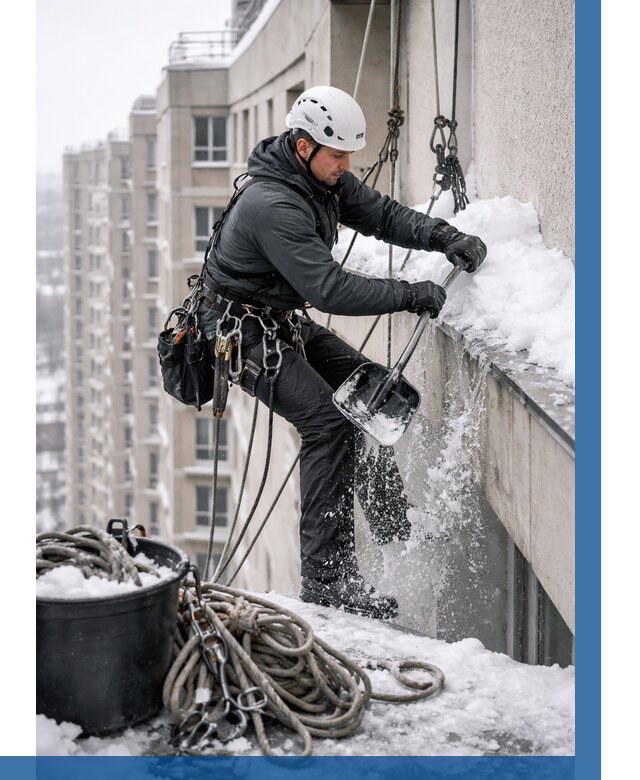 Очистка карнизов от снега в Глазове от 306 р. | ВЫСОТНИК-Глз