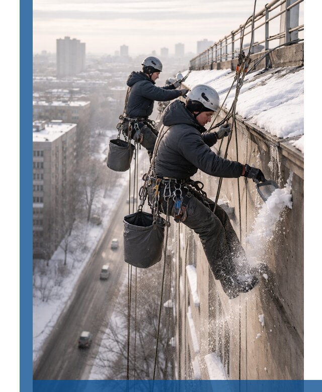 Очистка карнизов от снега в Глазове профессионально и безопасно
