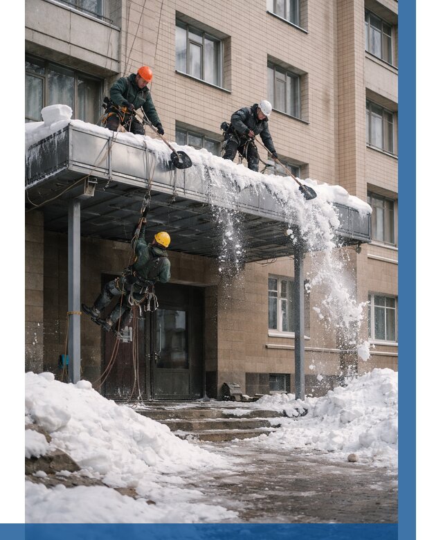 Очистка козырьков от снега в Глазове от 3571 р. | ВЫСОТНИК-Глз