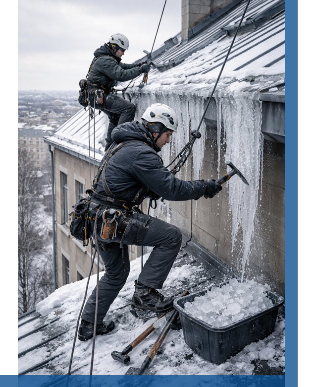 Удаление наледи с кровли в Глазове от 5612 р. | ВЫСОТНИК-Глз