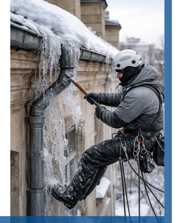 Очистка водостоков от льда в Глазове от 3571 р. | ВЫСОТНИК-Глз