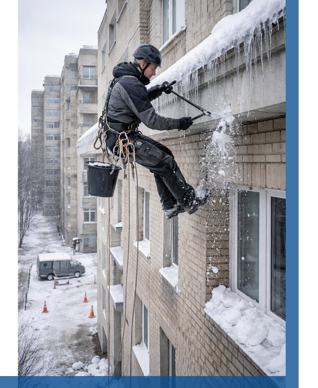 Удаление наледи с карнизов в Глазове от 357 р. | ВЫСОТНИК-Глз