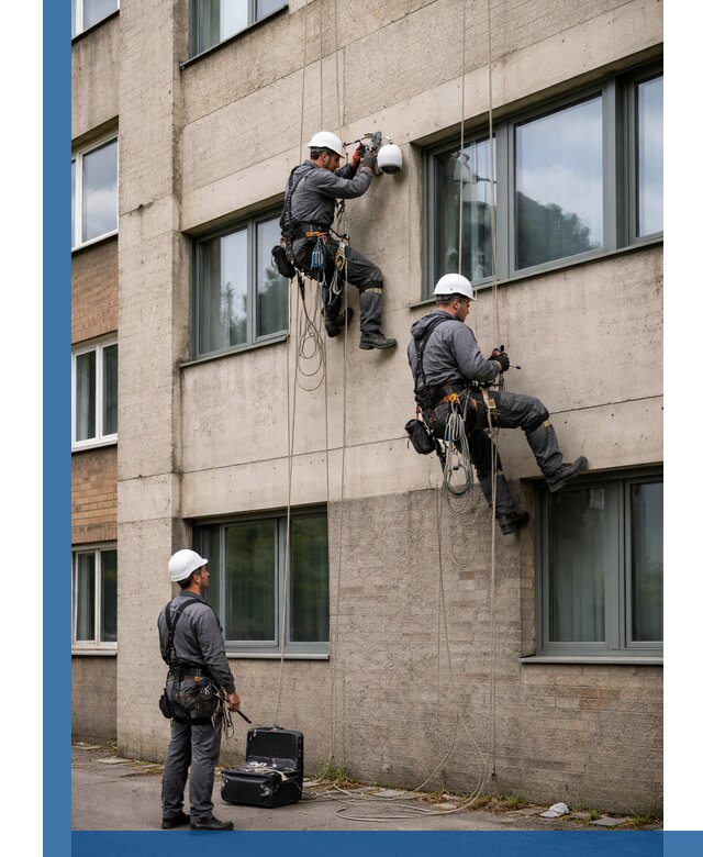 Монтаж фасадных камер видеонаблюдения в Глазове под ключ