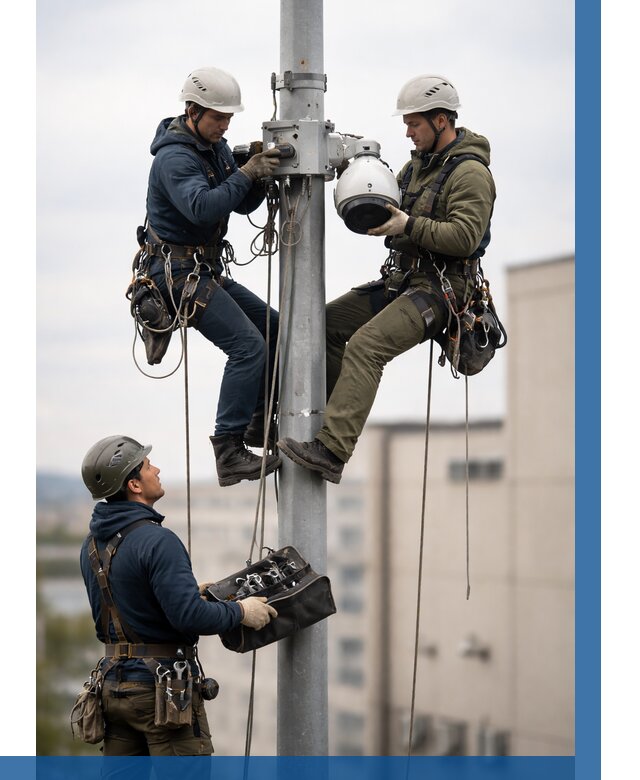 Установка видеокамер на мачте в Глазове от 8673 р. | ВЫСОТНИК-Глз