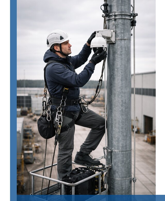 Профессиональная установка видеокамер на мачте в Глазове