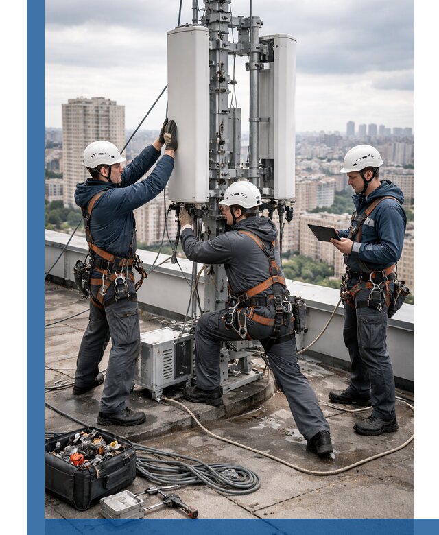 Монтаж антенн связи на крыше в Глазове с вводом в эксплуатацию