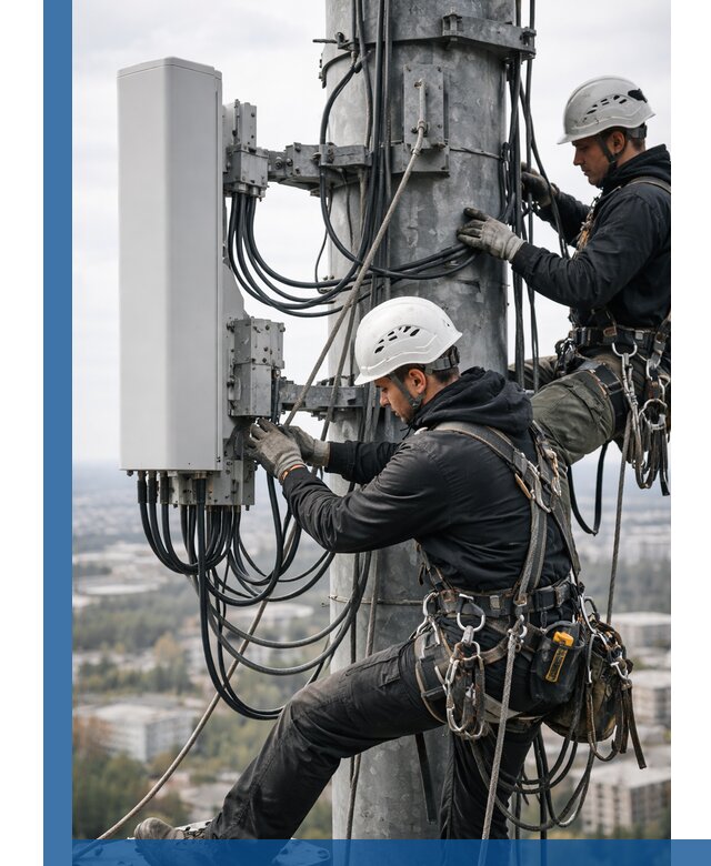 Монтаж оборудования связи на мачте в Глазове с пусконаладкой