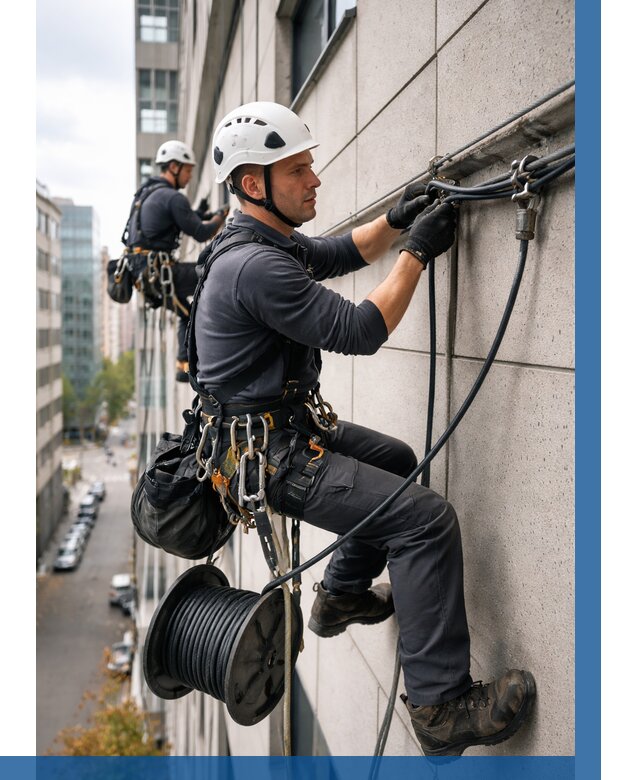 Прокладка кабеля по фасаду в Глазове от 357 р. | ВЫСОТНИК-Глз