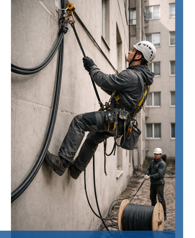 Протяжка кабеля питания на высоте в Глазове от 459 р. | ВЫСОТНИК-Глз