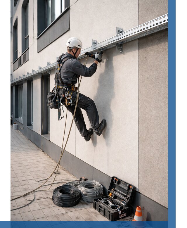 Монтаж кабельных лотков на фасаде в Глазове от 1224 р. | ВЫСОТНИК-Глз