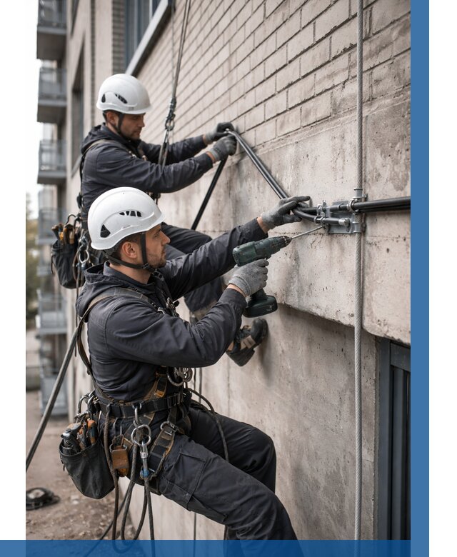 Крепление кабеля на фасаде в Глазове от 357 р. | ВЫСОТНИК-Глз