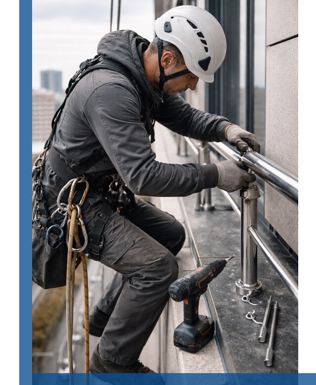 Монтаж ограждений на высоте в Глазове для зданий и конструкций