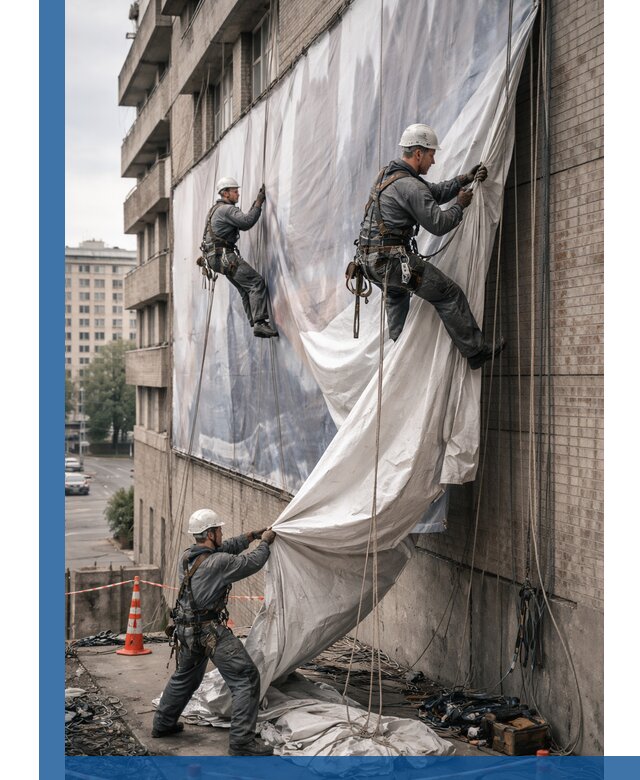 Демонтаж баннеров с фасада в Глазове оперативно и безопасно