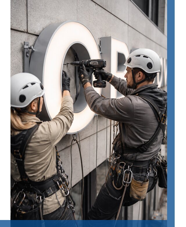 Монтаж световых букв в Глазове от 3061 р. под ключ ВЫСОТНИК-Глз