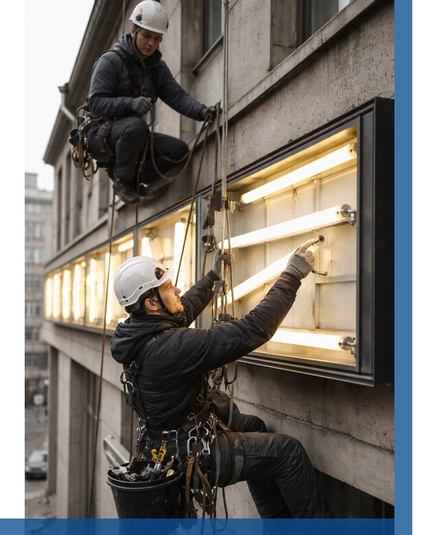 Замена ламп в вывеске в Глазове под ключ от 3571 р. | ВЫСОТНИК-Глз