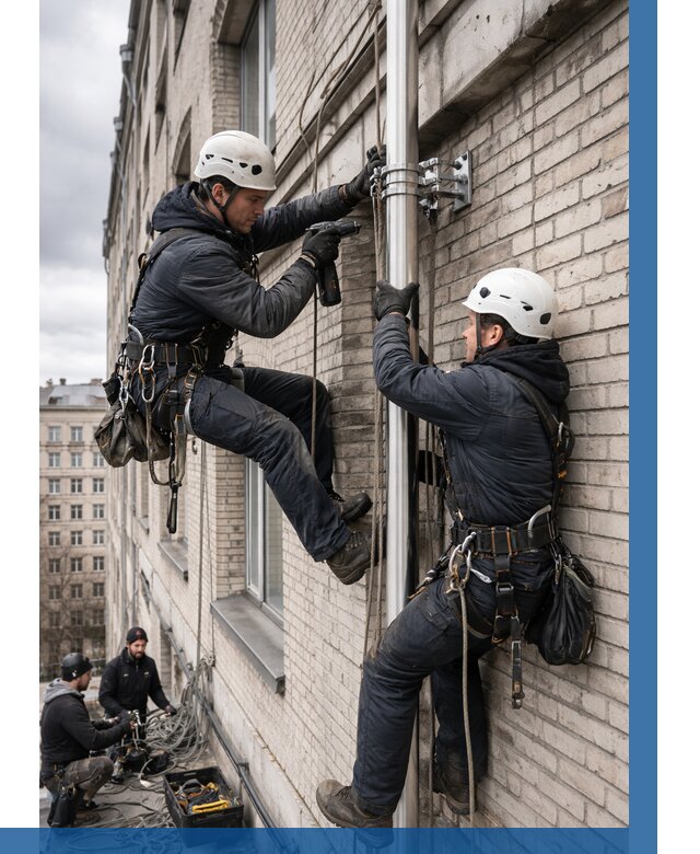 Монтаж флагштока на здании в Глазове от 6632 р. | ВЫСОТНИК-Глз