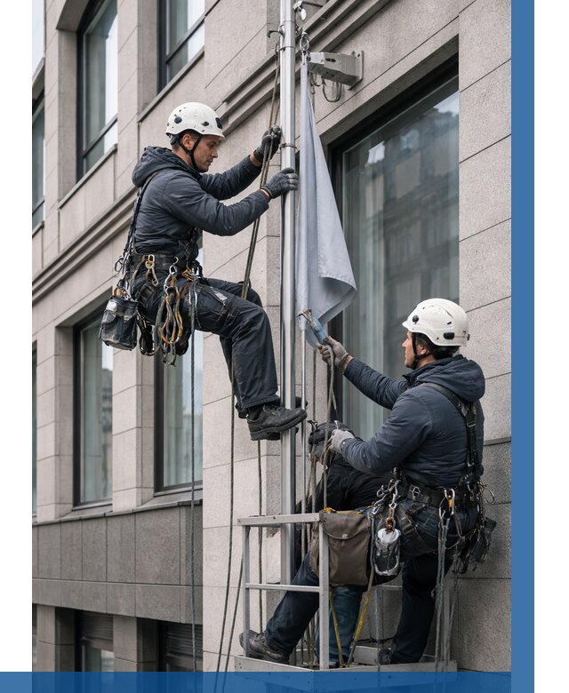 Установка флагов на фасаде в Глазове от 4591 р. | ВЫСОТНИК-Глз