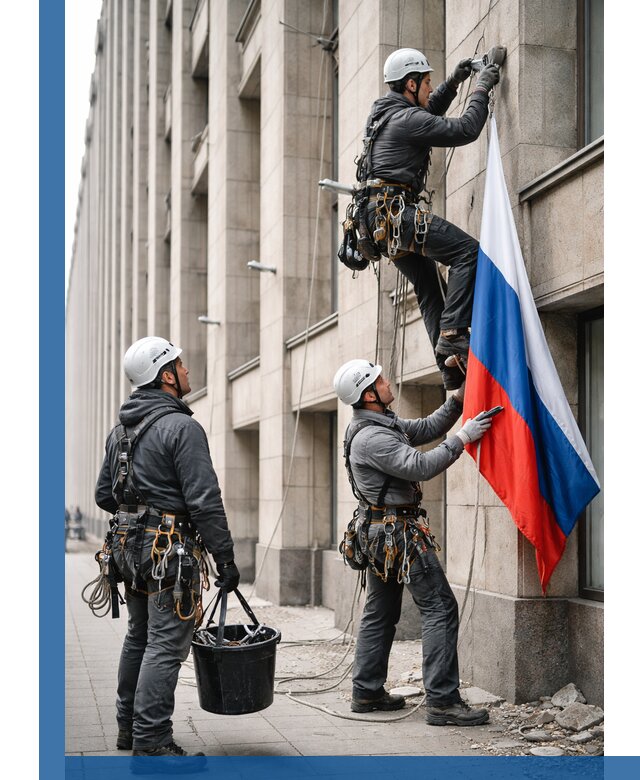 Профессиональная установка флагов на фасаде в Глазове