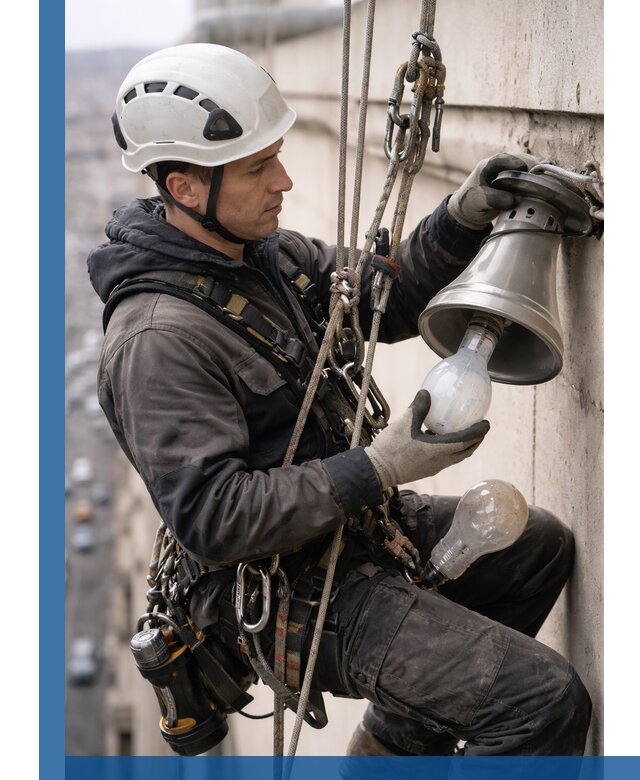 Замена ламп на высоте в Глазове профессионально и быстро