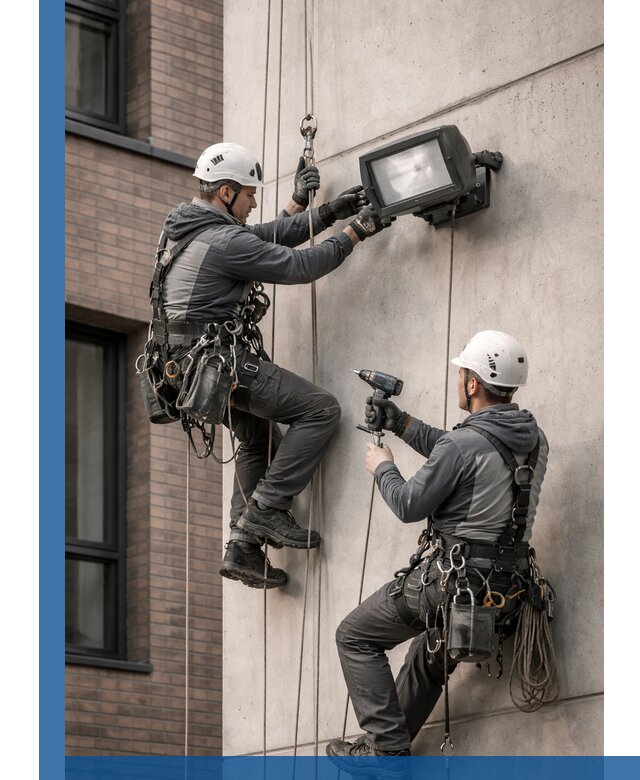 Профессиональный монтаж фасадных прожекторов в Глазове под ключ