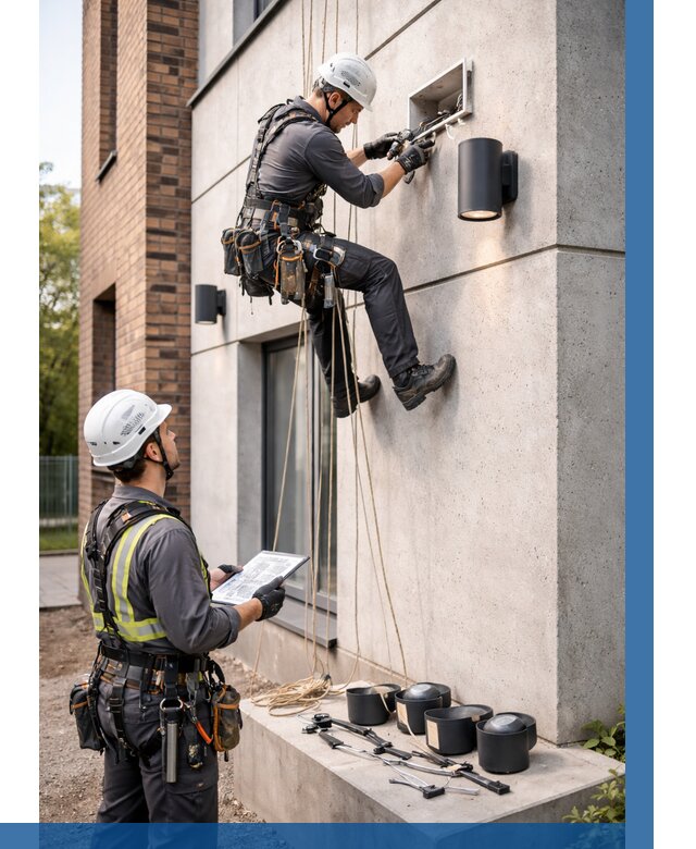 Монтаж фасадного освещения в Глазове от 2551 р. | ВЫСОТНИК-Глз