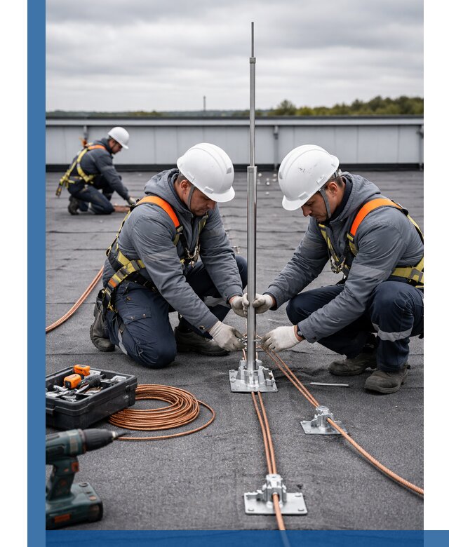 Монтаж молниезащиты на кровле в Глазове под ключ с гарантией