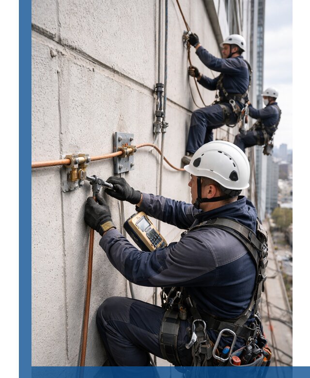 Монтаж системы заземления здания и молниезащиты в Глазове