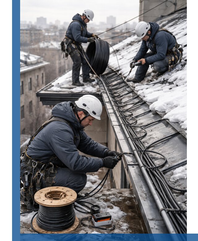 Монтаж греющего кабеля на кровле в Глазове под ключ