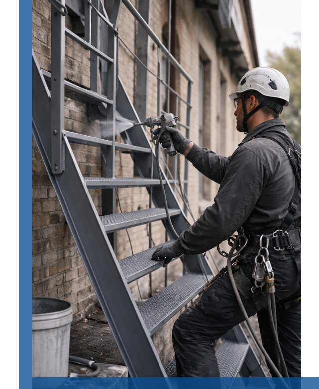 Покраска и антикоррозионная защита пожарных лестниц в Глазове